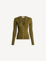 Buttoned ribbed knit cardigan