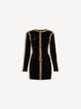 Velvet dress with embroidered trim
