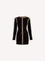 Velvet dress with embroidered trim