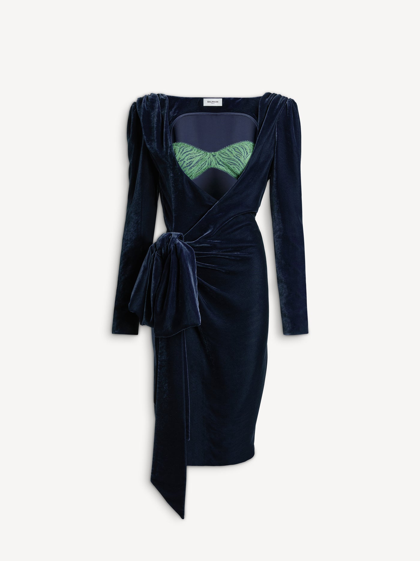 Gebundenes Samtkleid mit Spitzen-Top