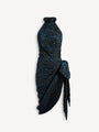Drapiertes Kleid aus Cloqué-Jacquard