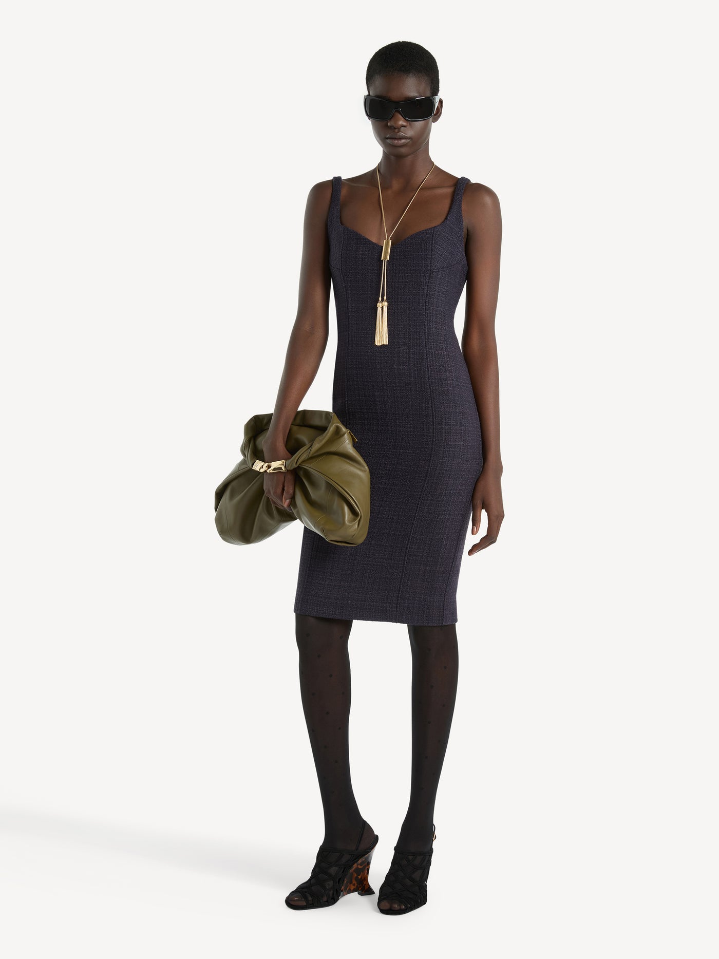 Tweedkleid mit schmalen Trägern