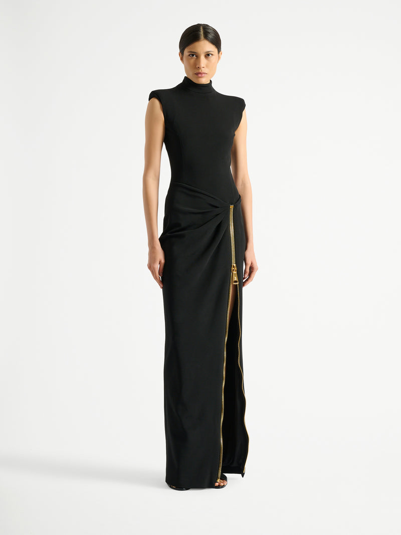 Robe longue fendue en jersey