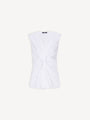 Draped sleeveless cotton poplin shirt