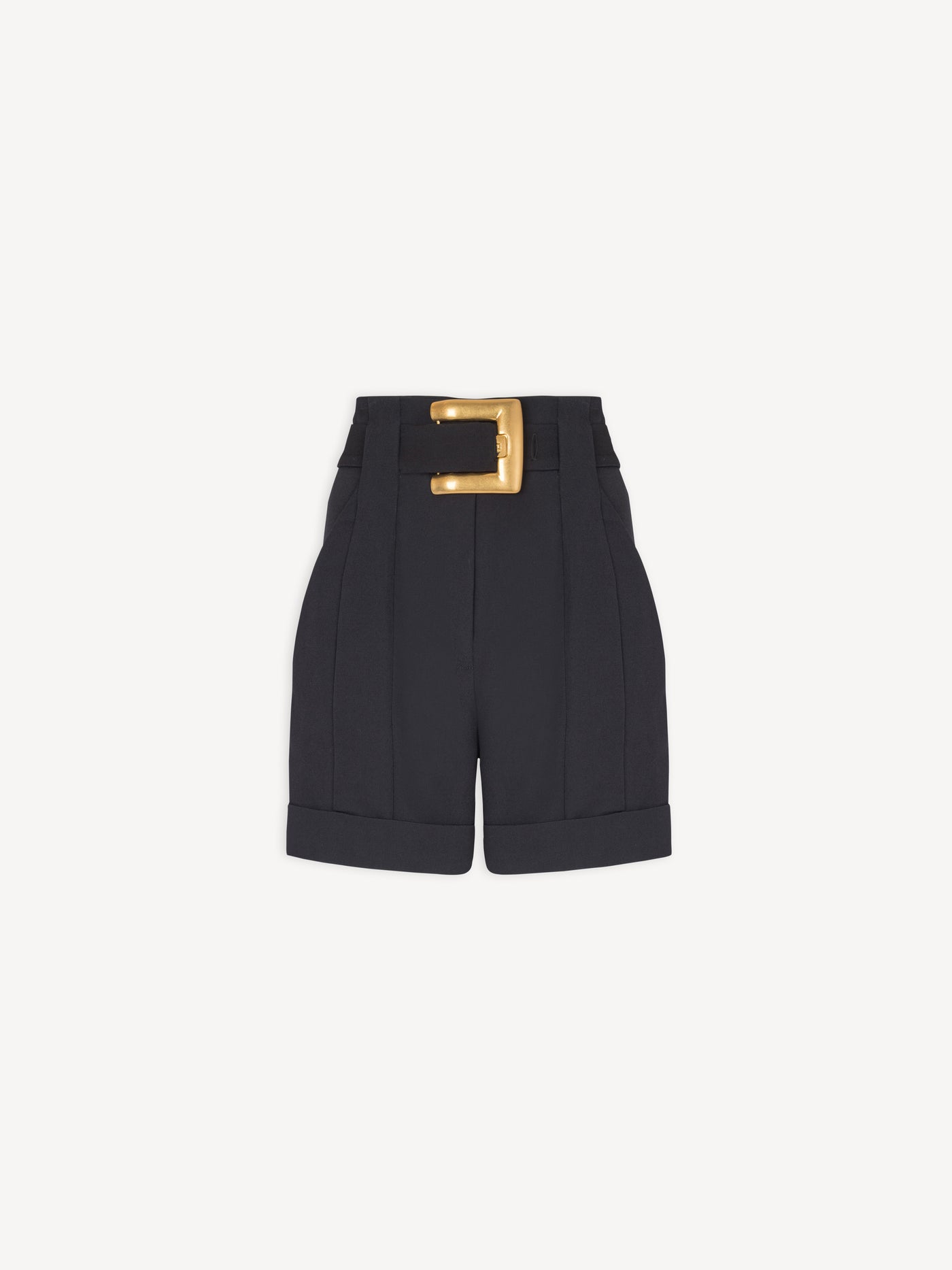 Short en grain de poudre ceinturé