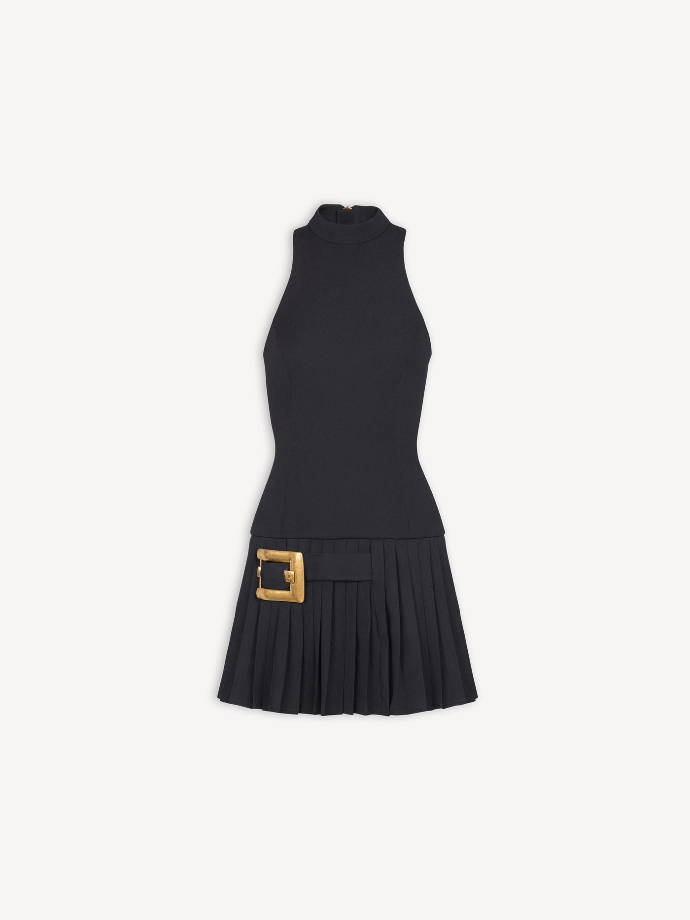 Ausgestelltes Kleid aus Grain-de-Poudre mit Gürtel