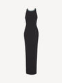 Long sleeveless dress in embroidered velvet
