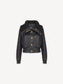 Lambskin and knit bomber jacket
