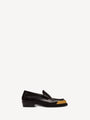 Square-toe glazed leather loafers