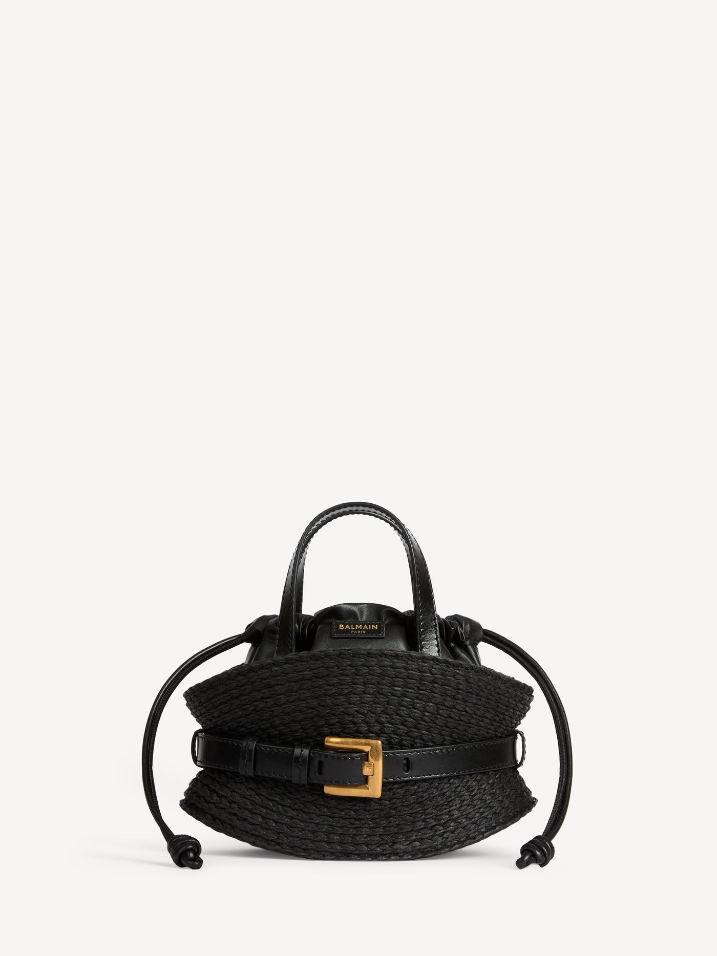 Sac Shuffle Mini en cuir de veau et raphia
