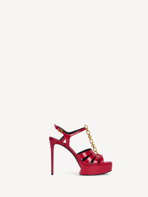 Sync platform sandals in patent lambskin
