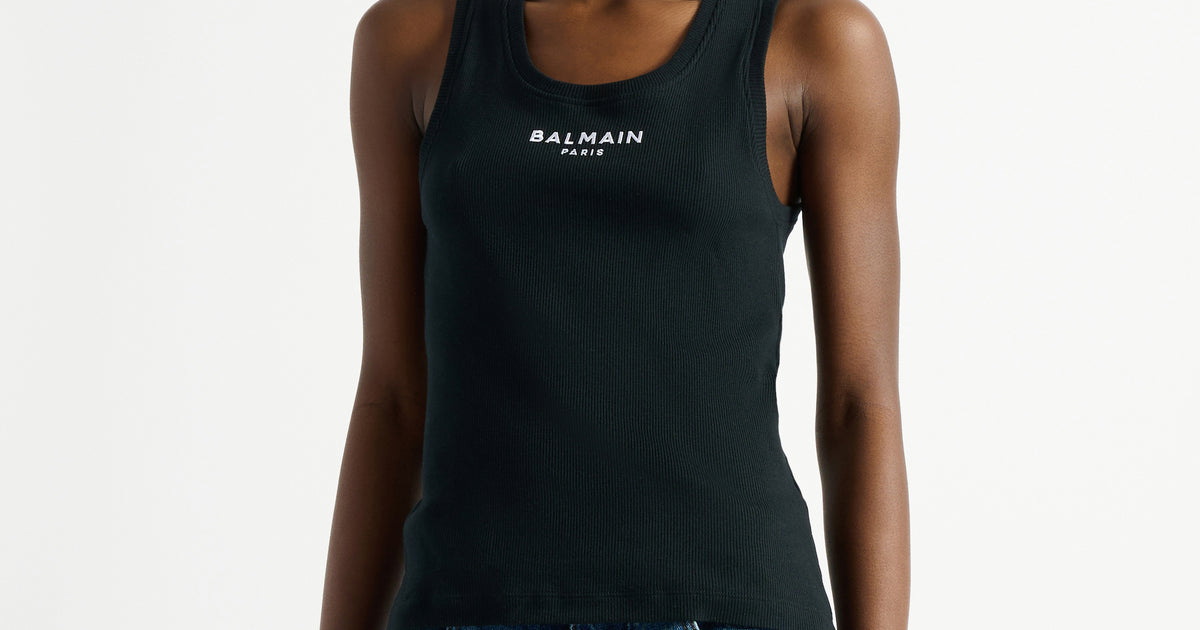 Balmain Paris 刺しゅう入り タンクトップ ブラック - レディース 