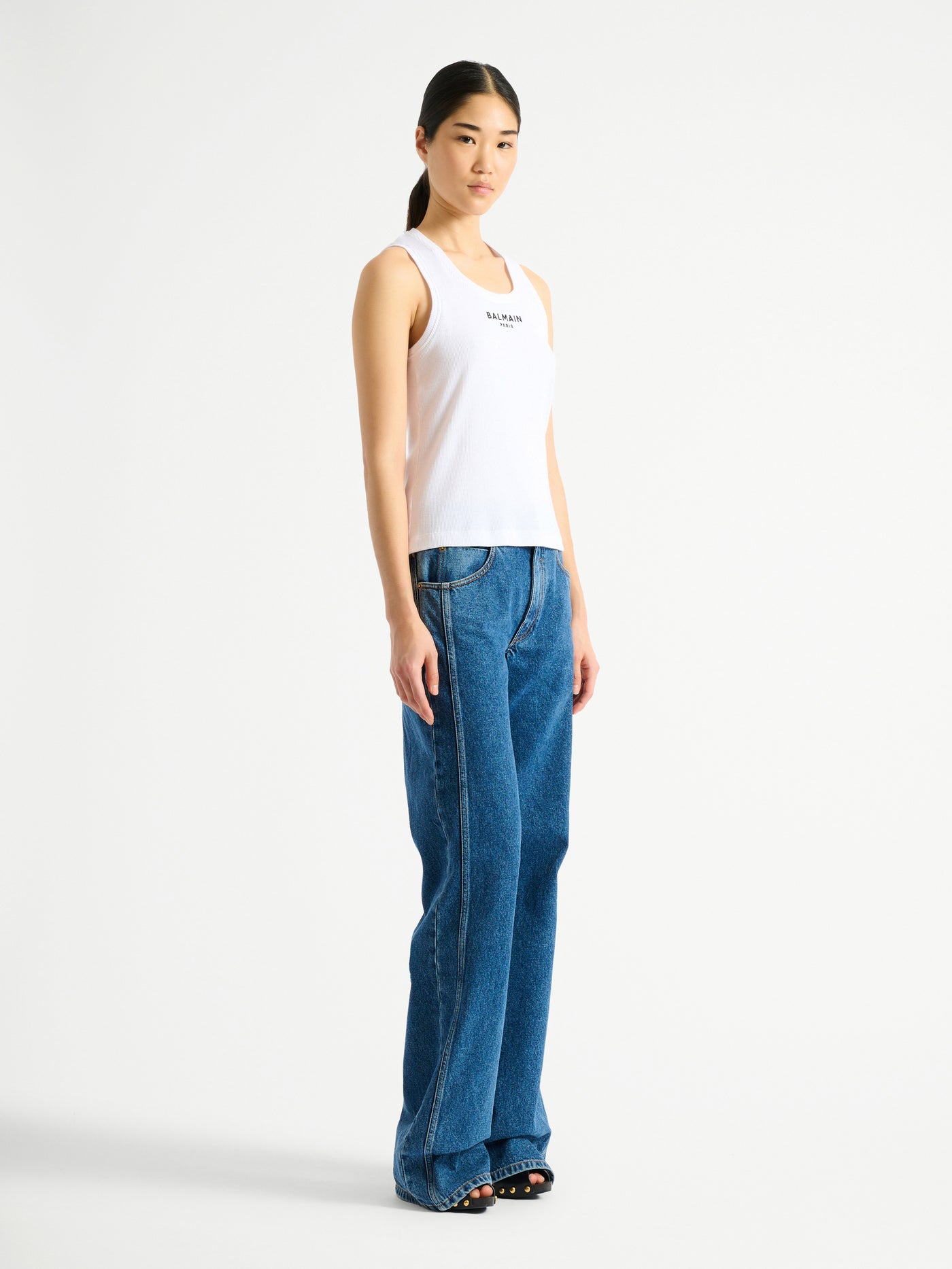 Tanktop mit Balmain Paris-Stickerei