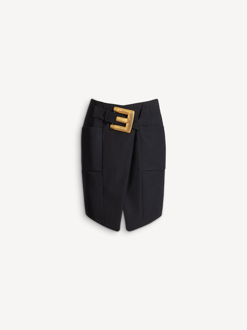 Belted grain de poudre skirt
