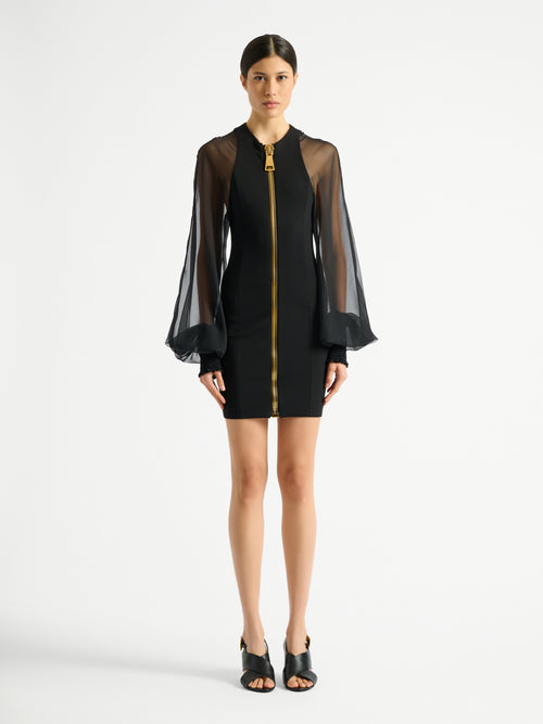 Short jersey and muslin dress