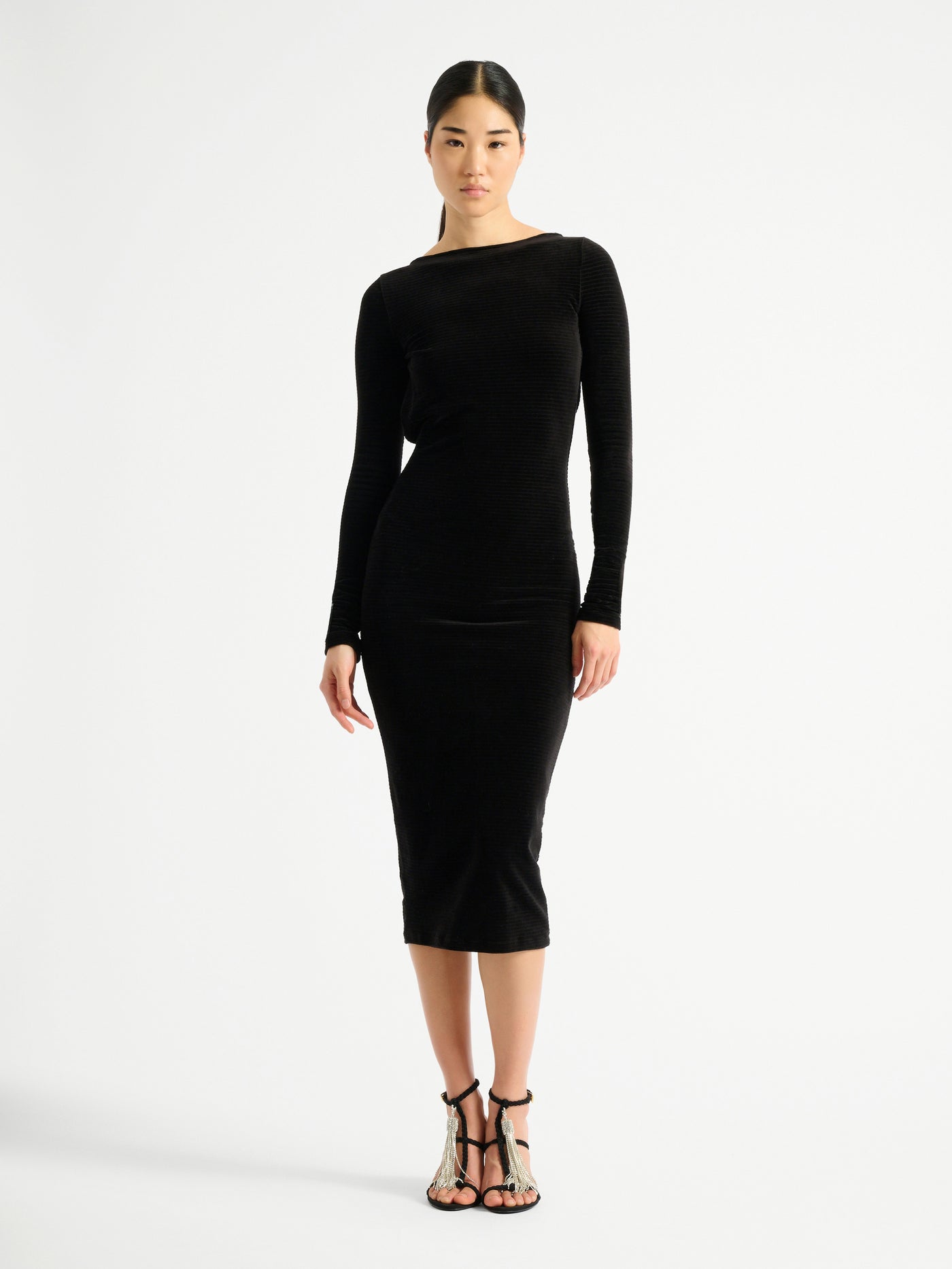 Robe longue en velours