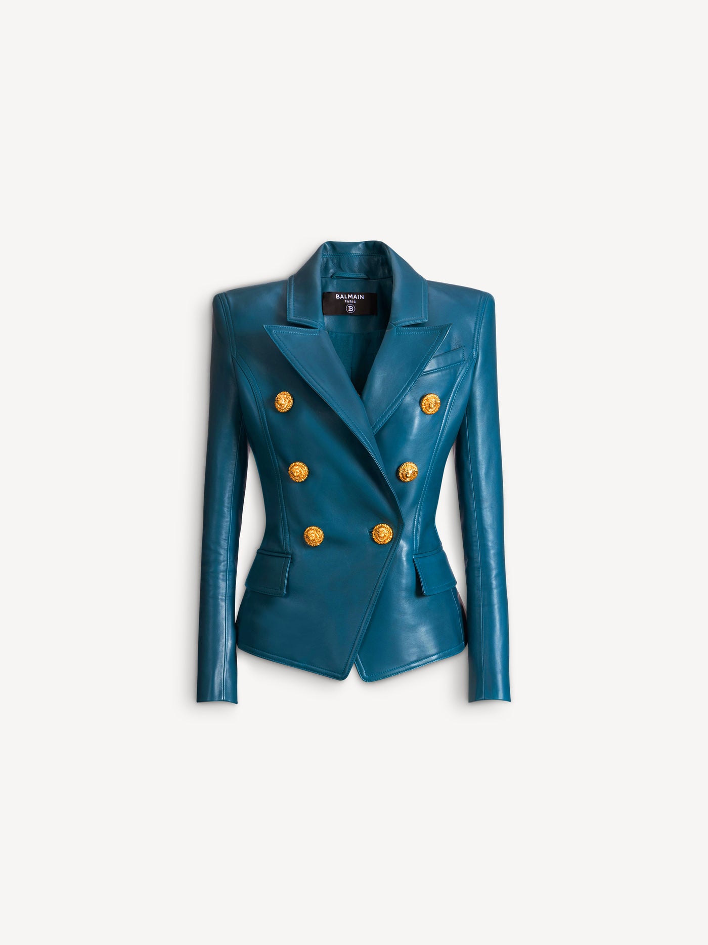 Leather 6-button jacket