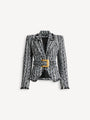 Zweifarbige Tweedjacke mit Gürtel