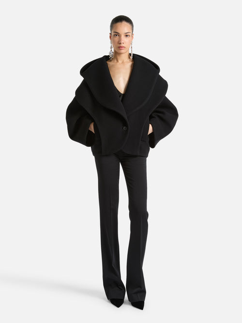 Oversize-Caban mit Kapuze aus Wolle