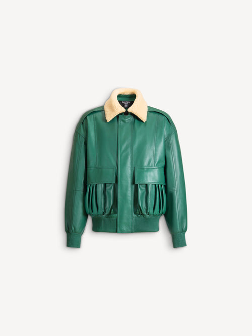 Bomberjacke aus Leder und Shearling
