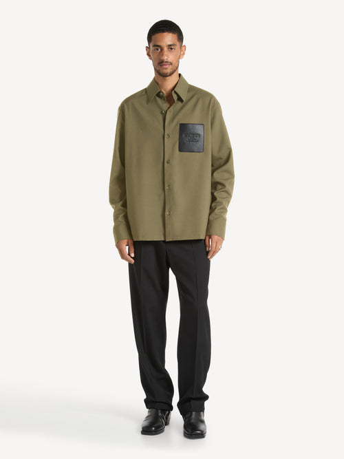 Wool overshirt with leather Balmain Vintage label
