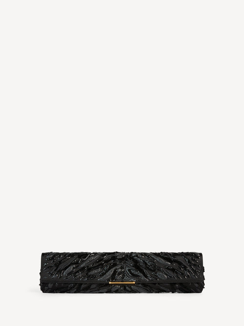 LONG CLUTCH bag in embroidered satin