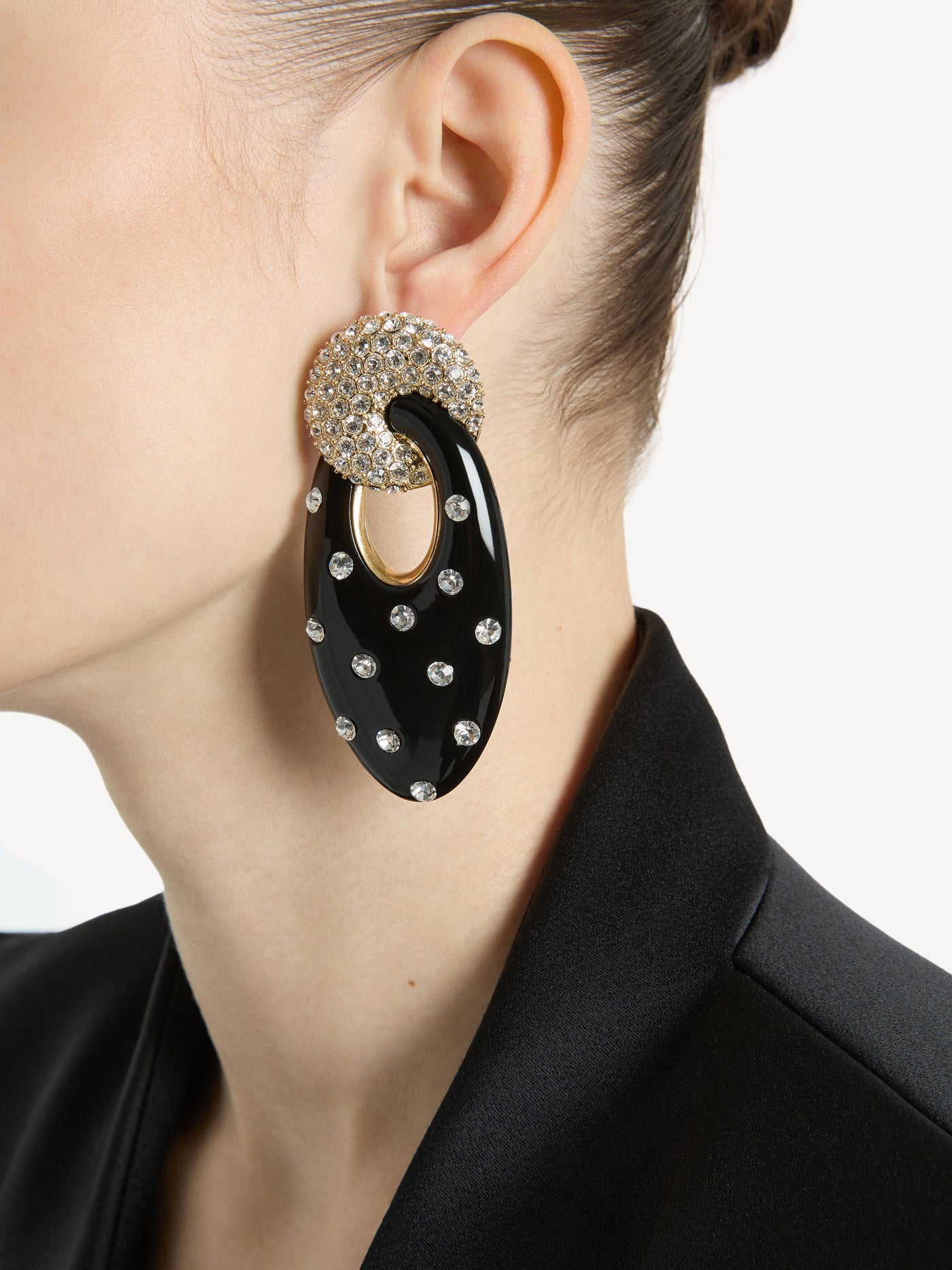 Lacquered brass Organic earrings with crystals