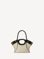 Borsa shopper Tote piccola in tela e pelle liscia