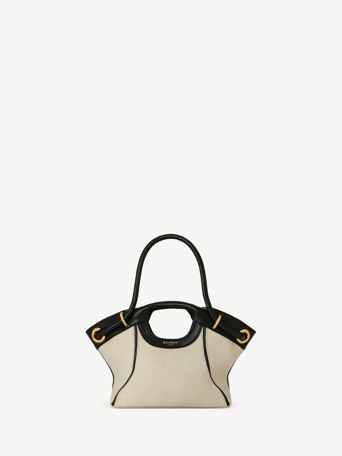 Kleiner Shopper aus Canvas und glattem Leder