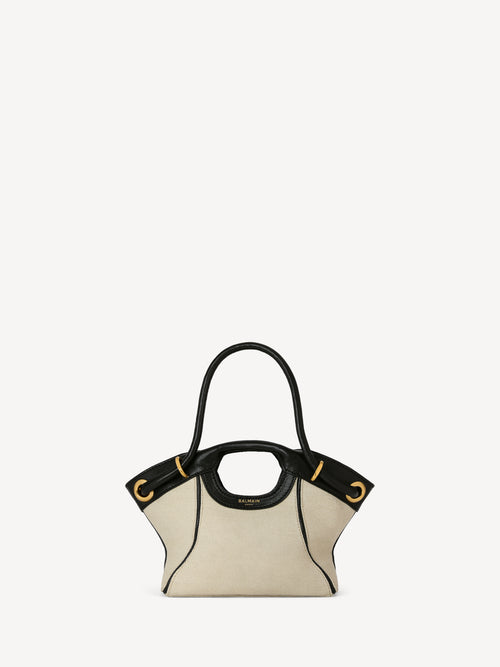 Borsa shopper Tote piccola in tela e pelle liscia