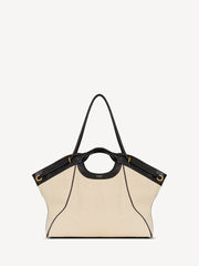 Large Tote in smooth leather and canvas