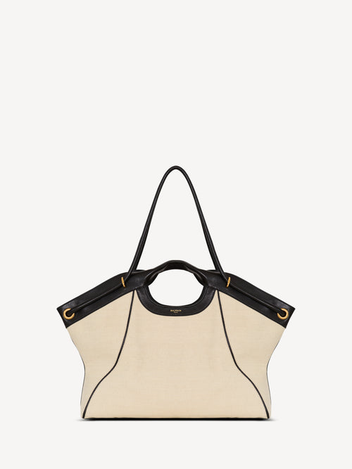 Großer Shopper aus Canvas und Glattleder