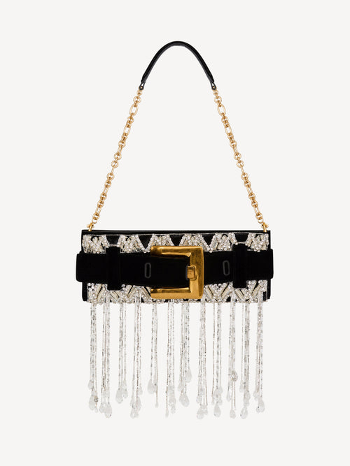 Pochette Anthem en velours brodé