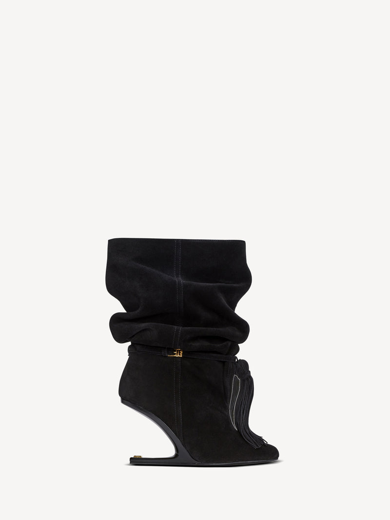 Bottines No Wedge à pompon en cuir suédé