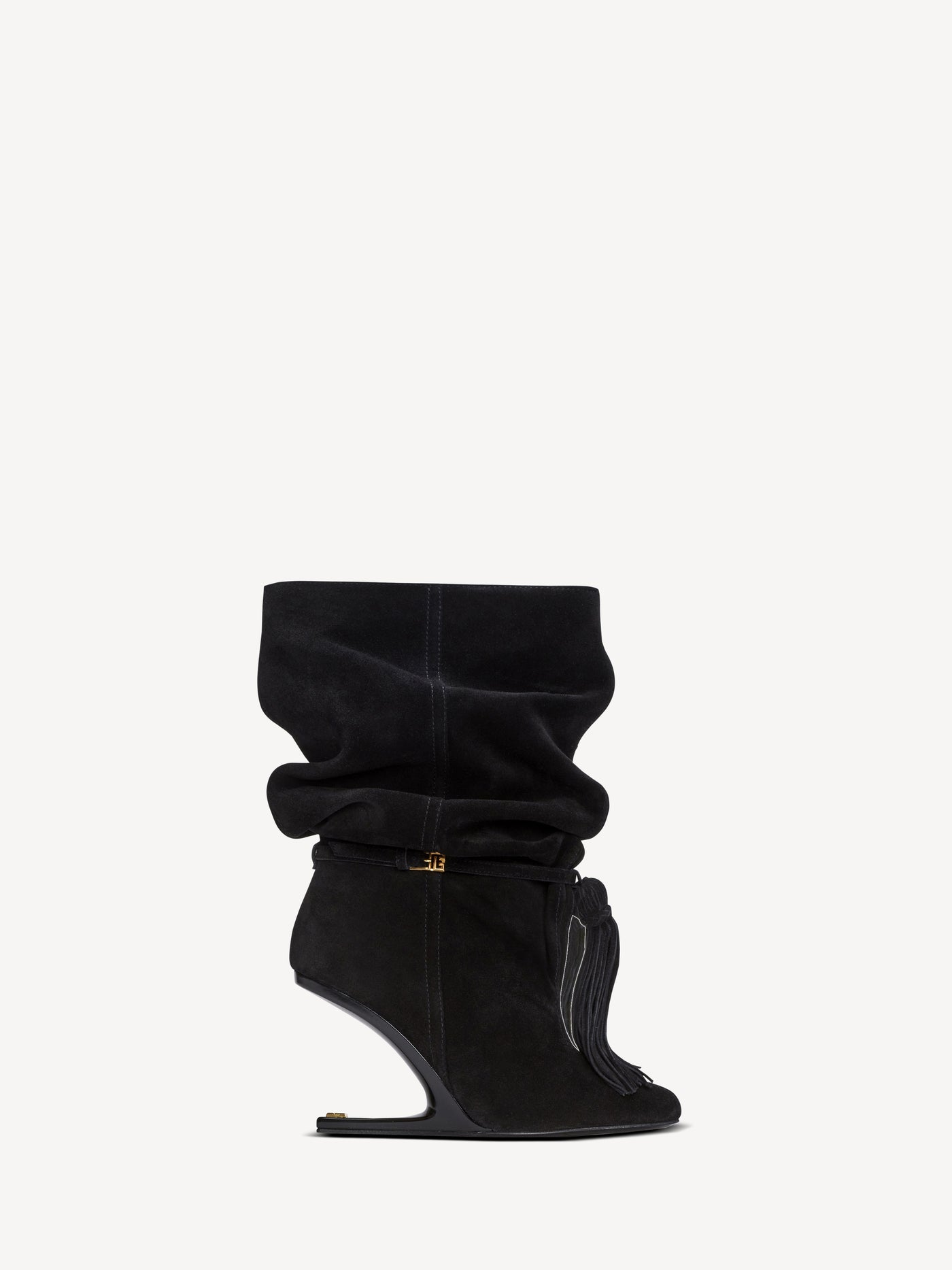 No Wedge Stiefeletten mit Bommel aus Wildleder