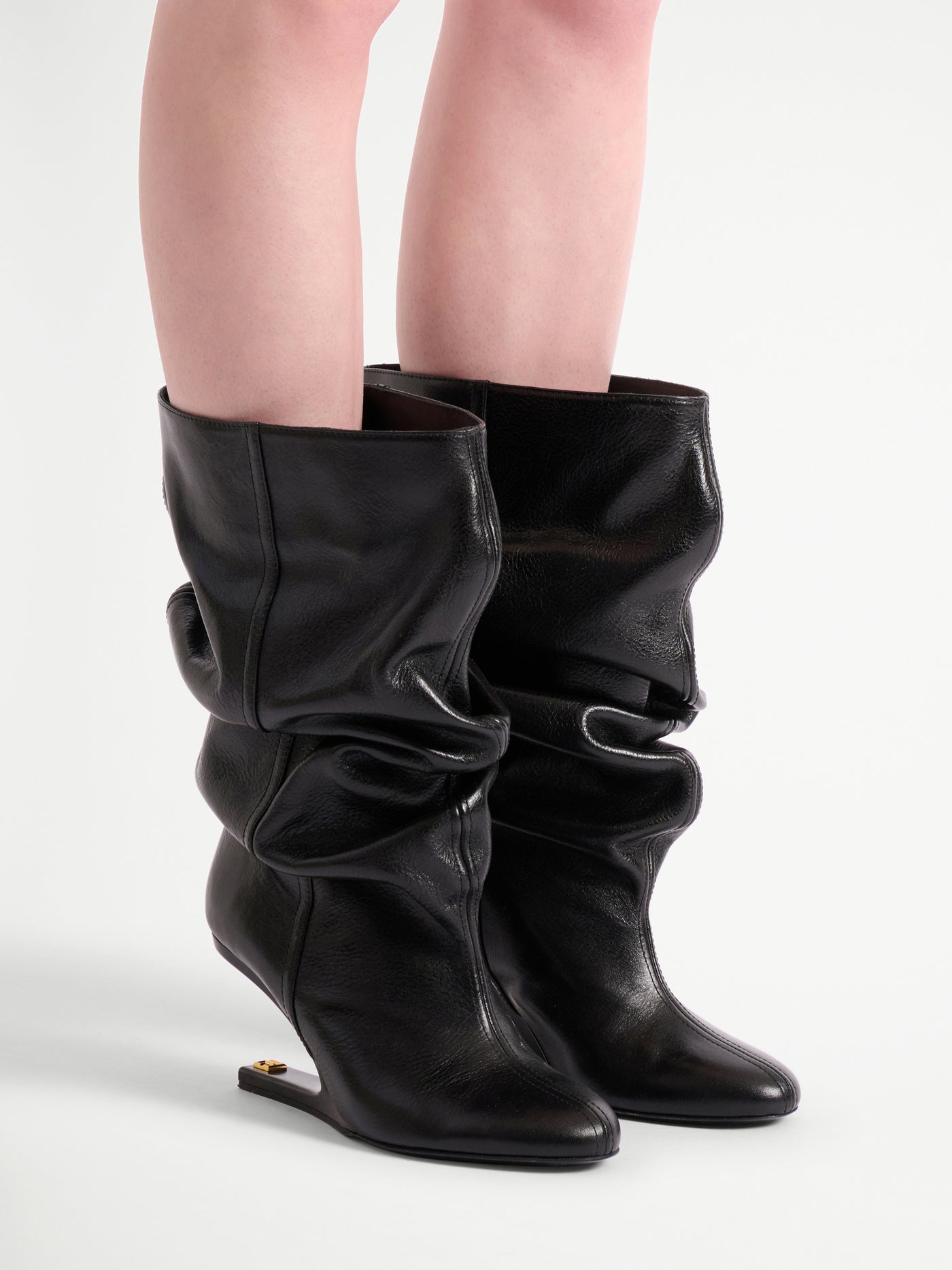 No Wedge Stiefeletten aus texturiertem Leder