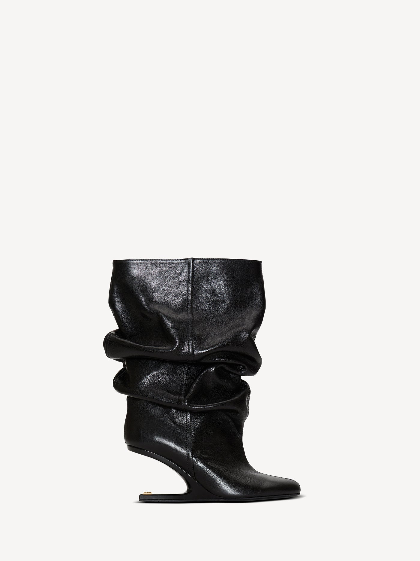 No Wedge textured leather ankle boots