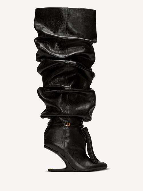 Botas mosqueteras No Wedge con pompón de piel texturizada
