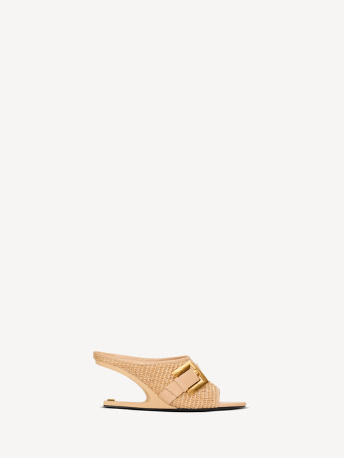 Mules Anthem No Wedge de rafia y piel lisa