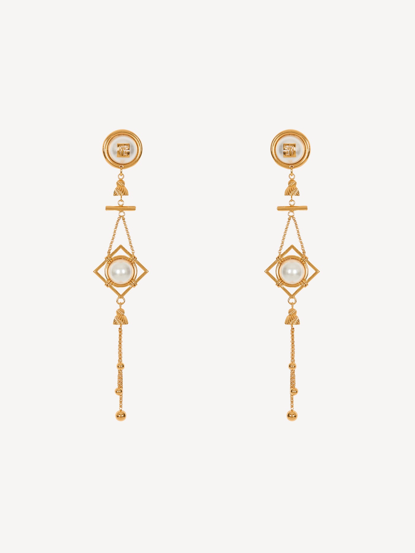 Pendientes colgantes de latón y perlas