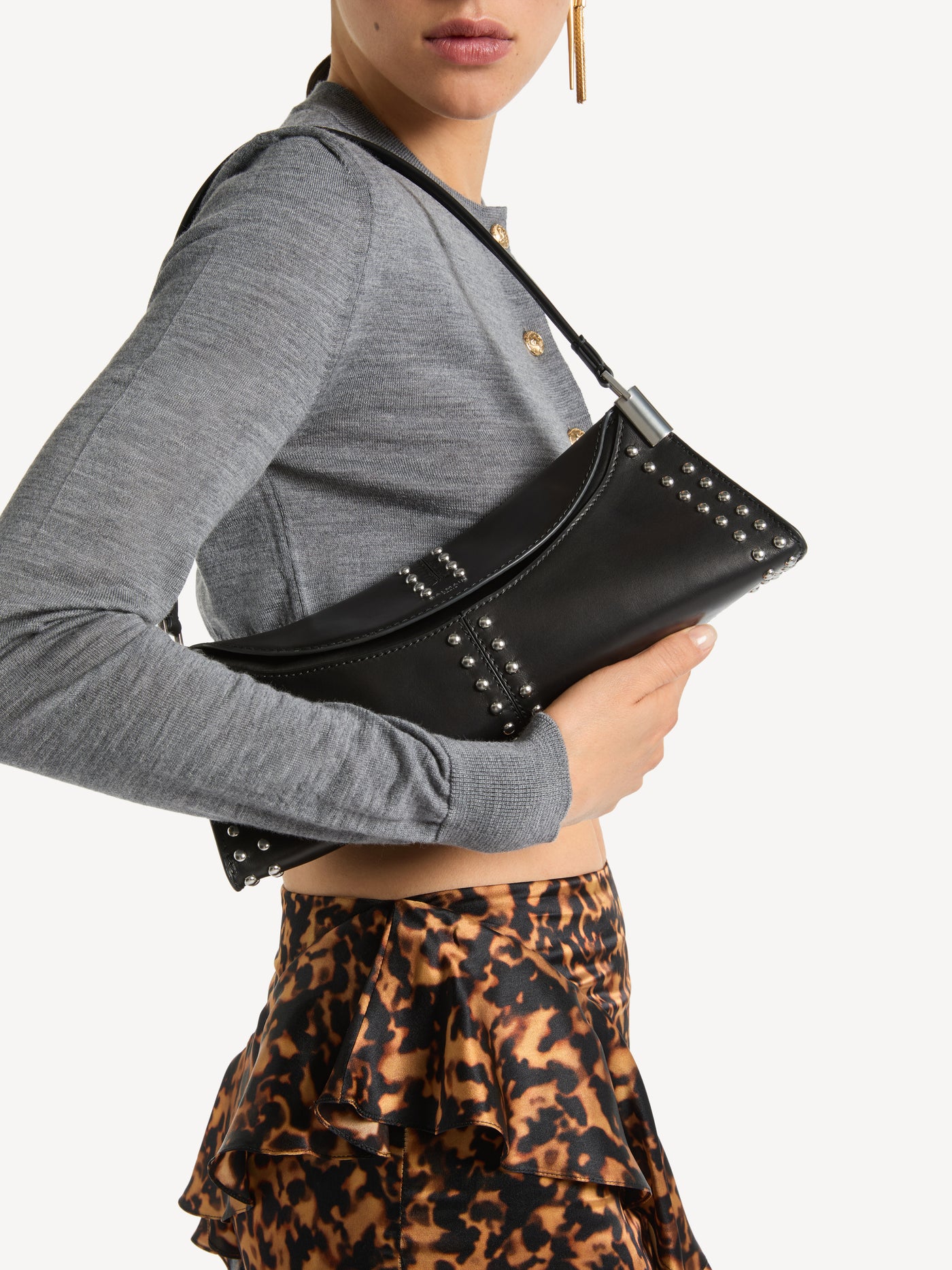 64-83 small bag in studded smooth leather