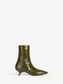 Ankle boots in embossed crocodile-print leather