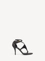 Printed satin toe-post sandals with crystals