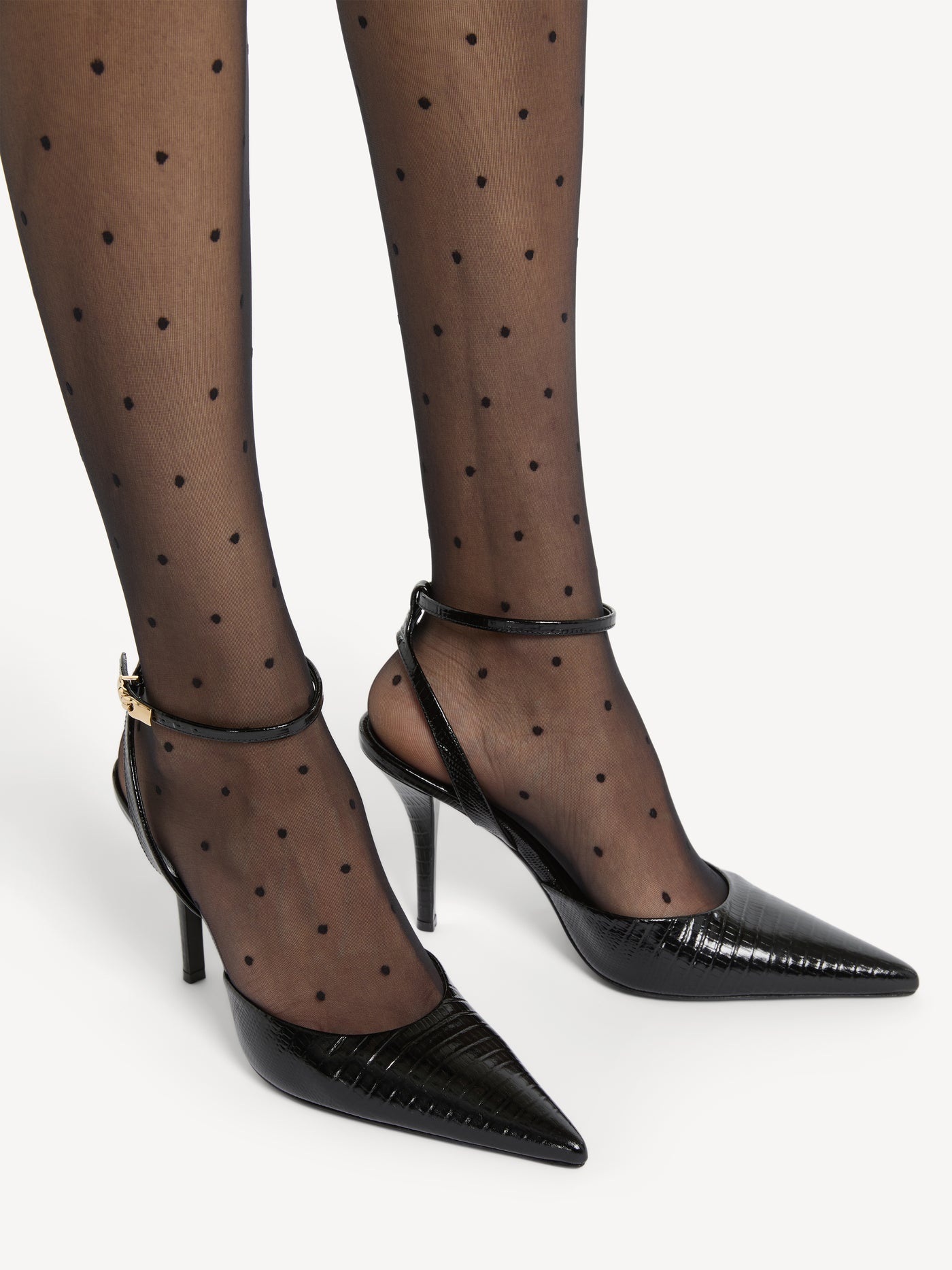 Embossed leather strappy pumps