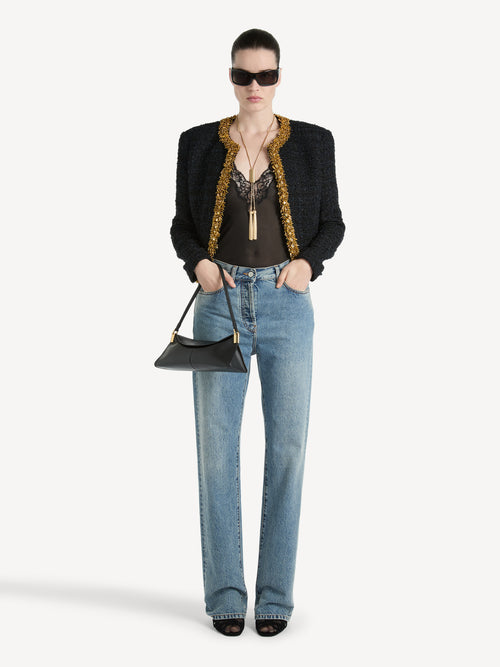 Embroidered tweed jacket