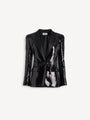 1-button satin jacket with sequins