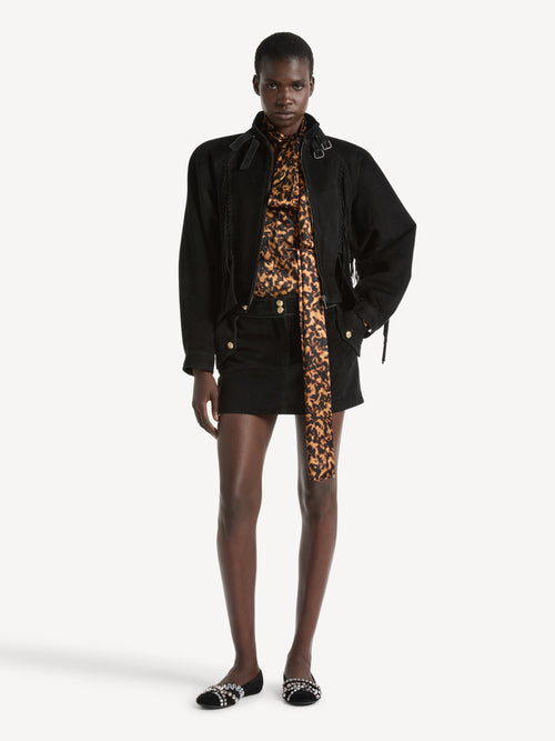 Signature jacket in suede with fringing