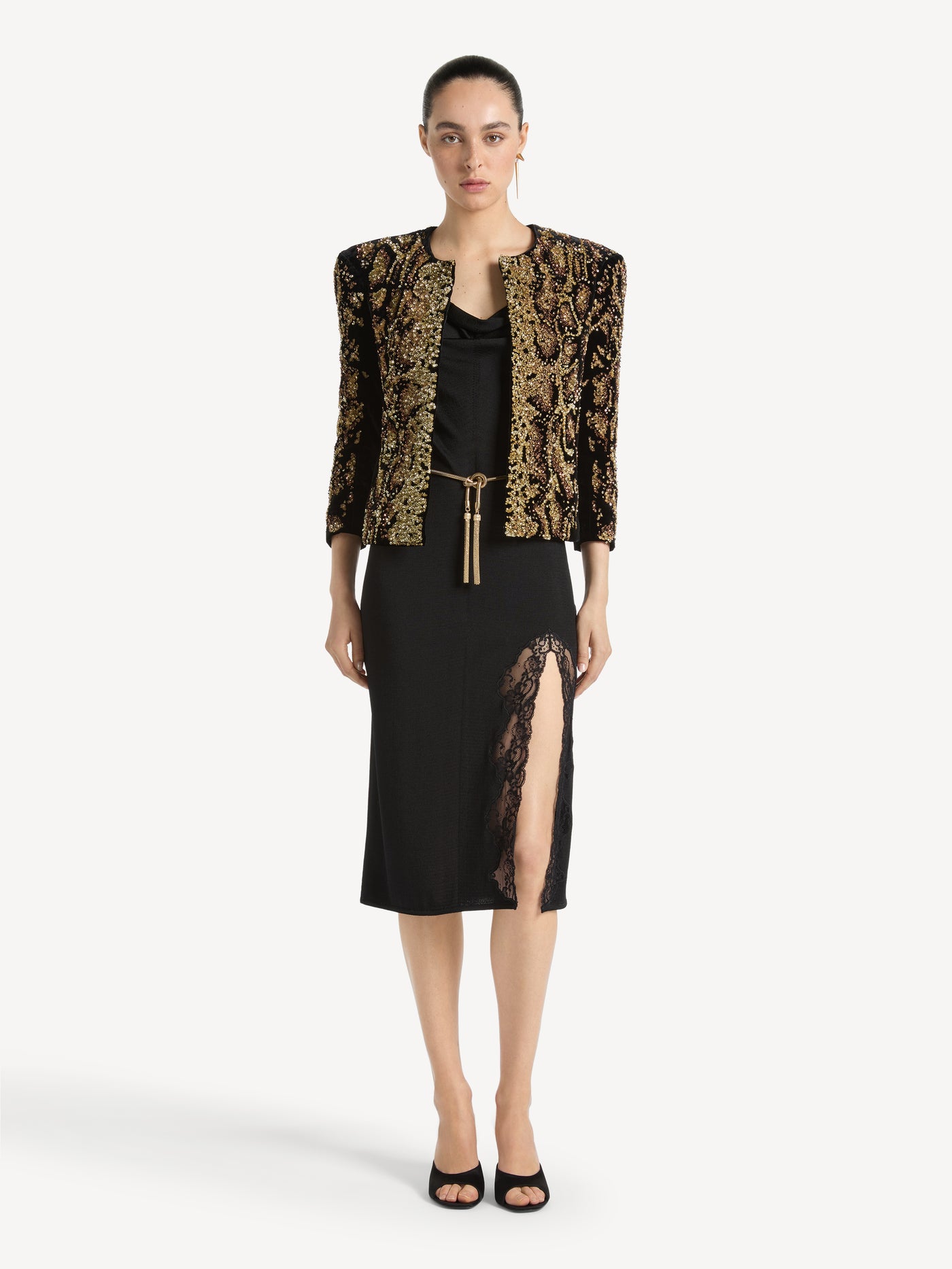 Spencer jacket in python-effect embroidered velvet