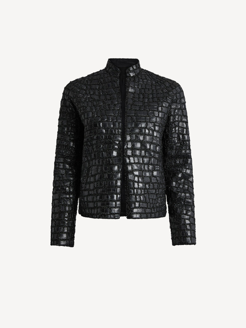 ROUND COLLAR CROCO EMBROIDERED JACKET