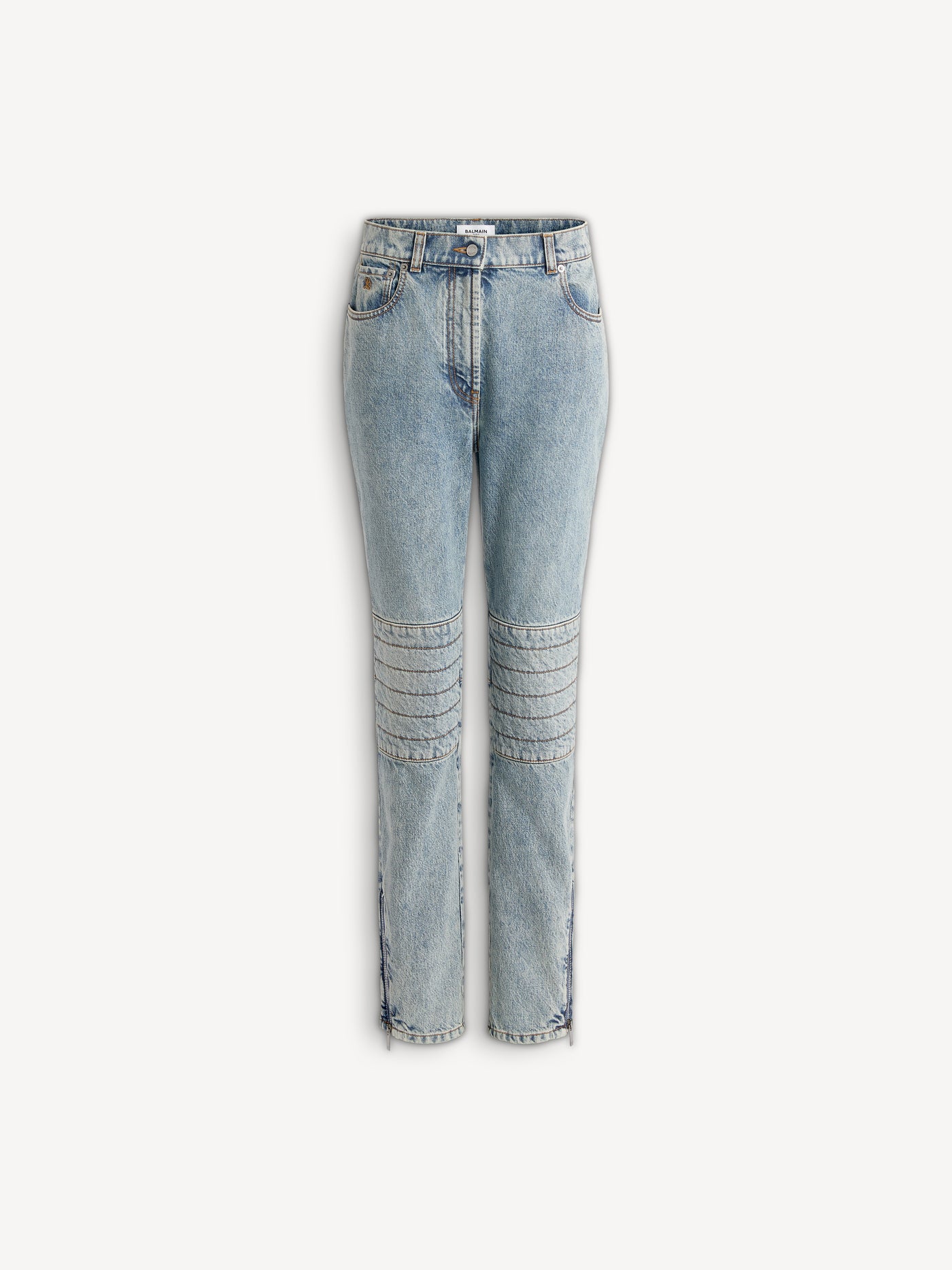 Biker jeans in faded denim